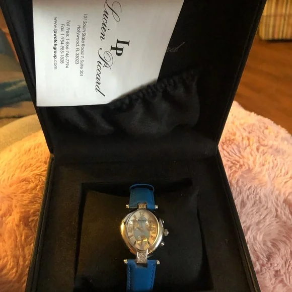 Lucien Piccard Silver Case Watch with Blue Strap  display picture 2